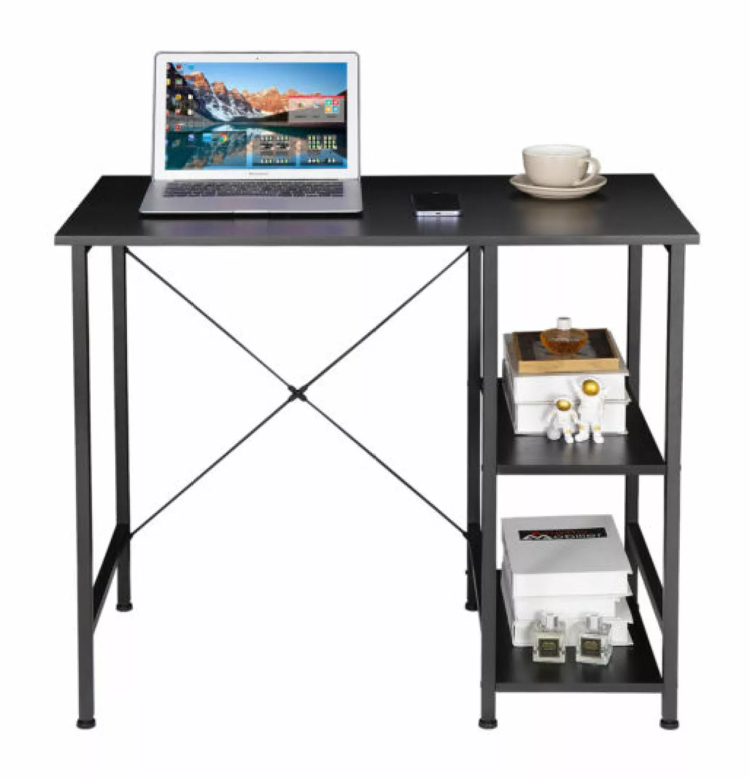 ZHANGHU Small Computer Desk 36 Inch Writing Desk Table Reversible Shelves Home Office