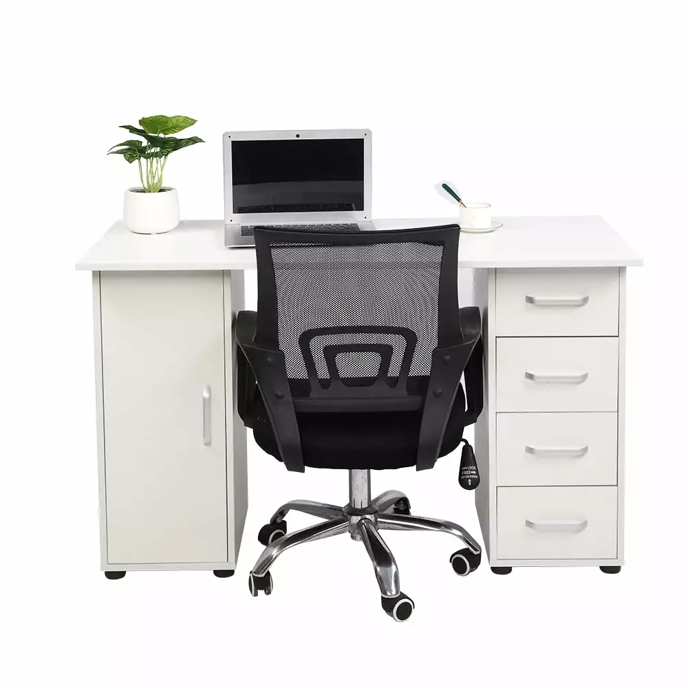 Zimtown Home Office Computer Desk 4 Drawers and Cabinet White