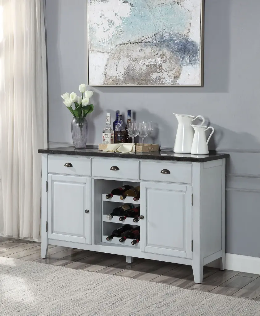 Lanton Server Marble Antique White Finish DN01453 Sideboard Console Table acme onsite store