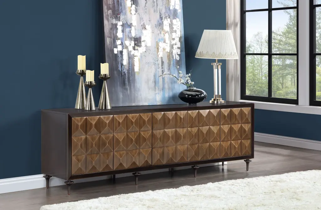 Diya Console Cabinet Forged Bronze and Espresso Finish acme onsite store