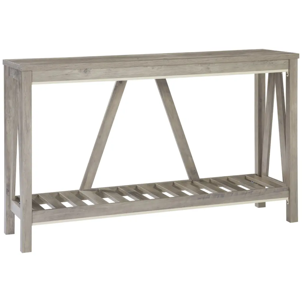 Homcom Console Table Farmhouse Entryway Table Storage Slatted Shelf Wooden Hall Table aosom business