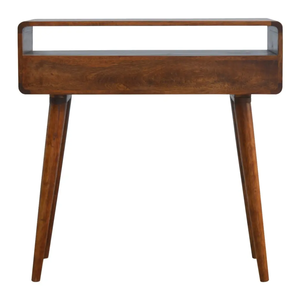 Curved Chestnut Console Table Solid Wood Entryway Furniture artisan furniture