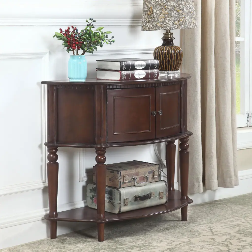 Brown Half Moon Console Table Traditional Design Living Room Entryway furniture max