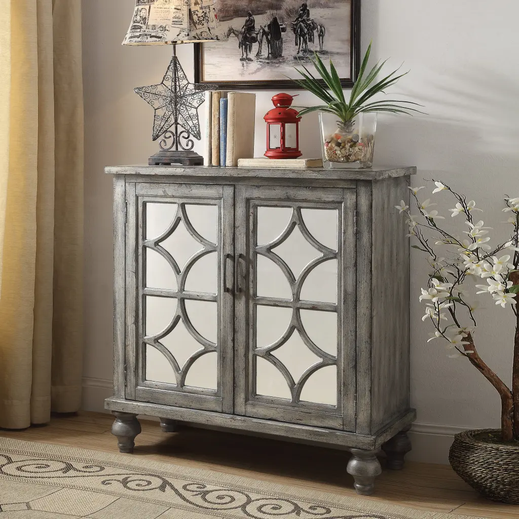 Weathered Grey 2 Door Console Table Modern Living Space furniture max