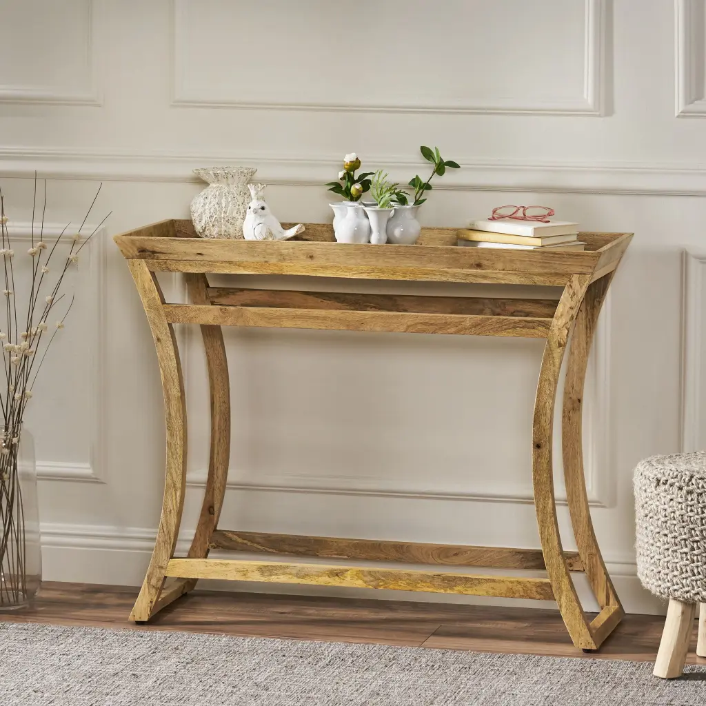 Butler Console Table Natural Wood Entryway Furniture nh-cloudhouse
