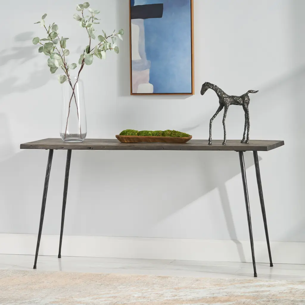 Console Table Grey Wood Modern Entryway Furniture nh-comfortcove