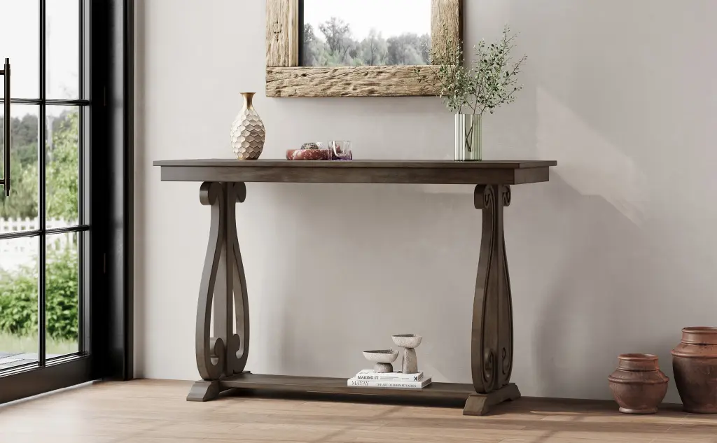 48 Inch Rustic Vintage Console Table Farmhouse Style Entryway Table Storage rnb