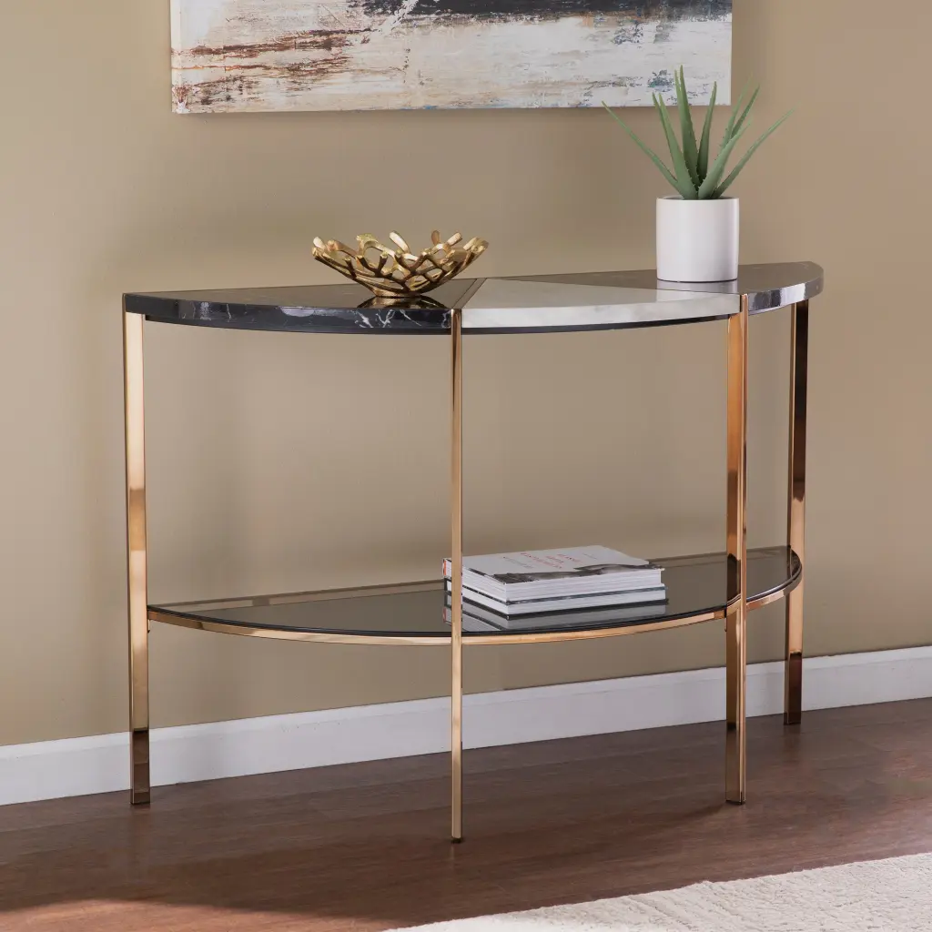 Cortinada Demilune Console Table Black Iron Half Moon Entryway Table Modern Home Decor sei