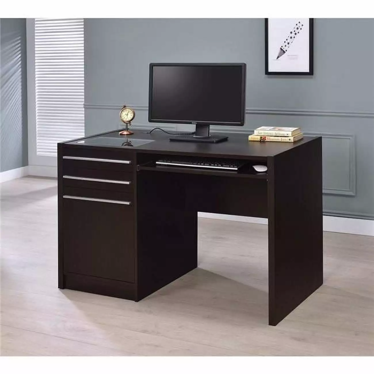 Benzara BM159079 Contemporary Wooden Connect-IT Computer Desk Brown