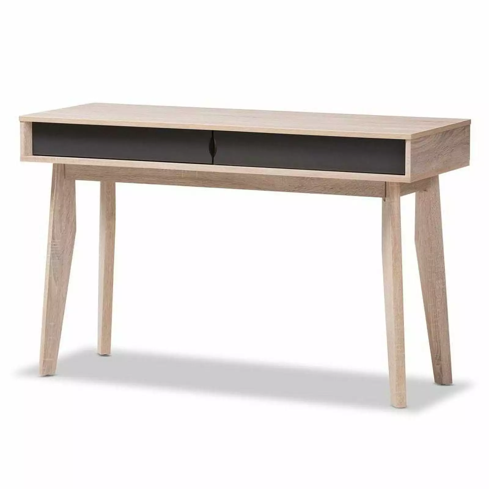 Hawthorne Collections Contemporary Wood Writing Desk 2 Drawers Light Brown Gray