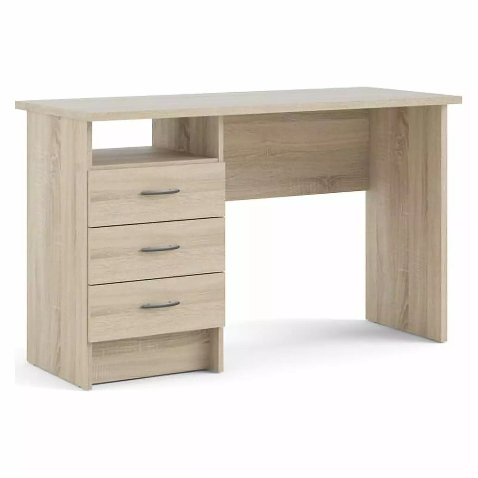 Pemberly Row Contemporary Desk 3 Drawers Oak Structure Modern Home Office Furniture