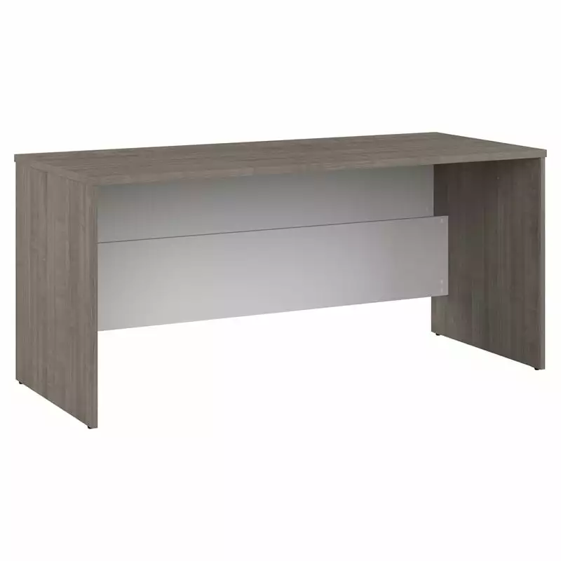 Pemberly Row Contemporary Engineered Wood Desk Shell Silver Maple White