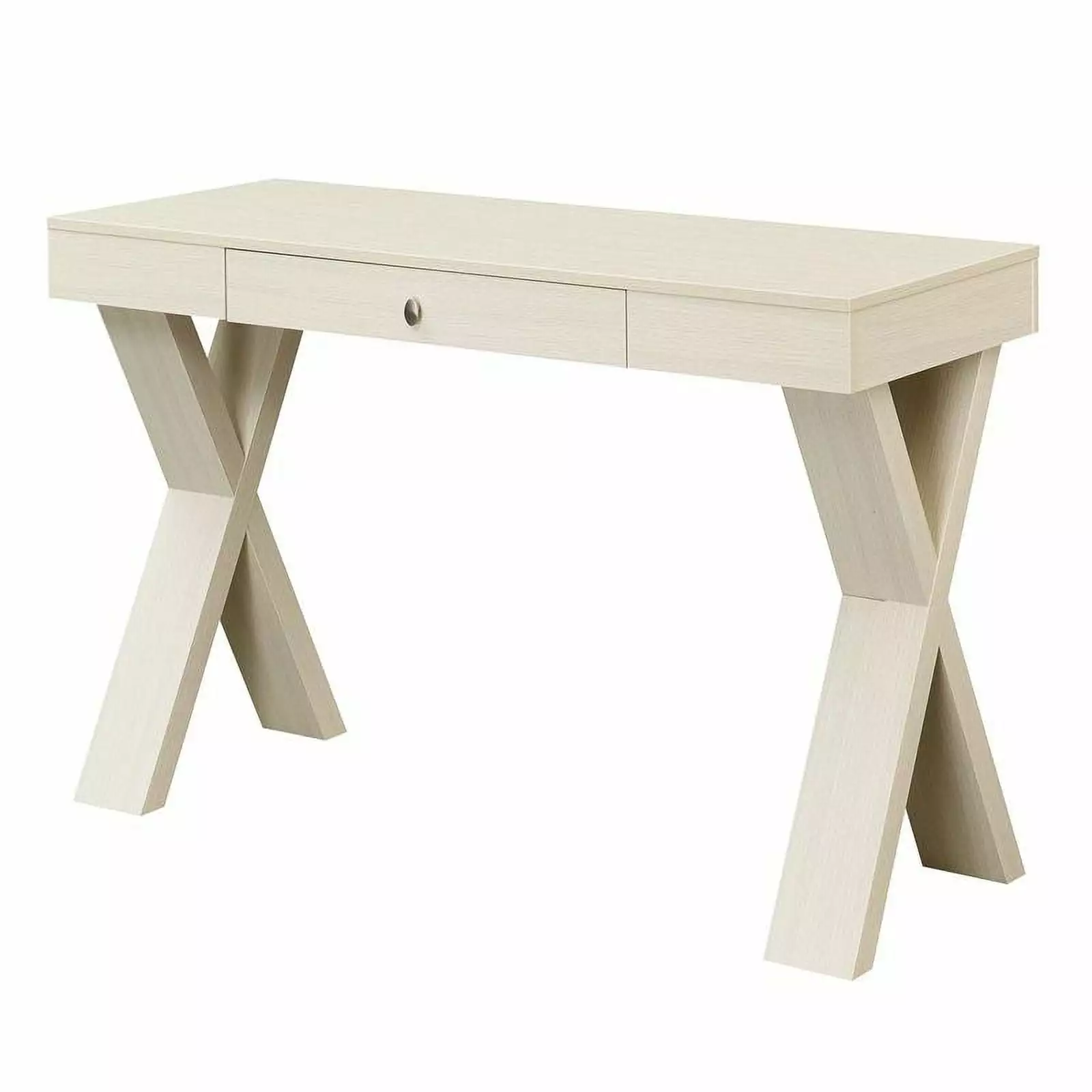 Pemberly Row Contemporary One-Drawer Desk Ivory Wood Finish Home Office Furniture