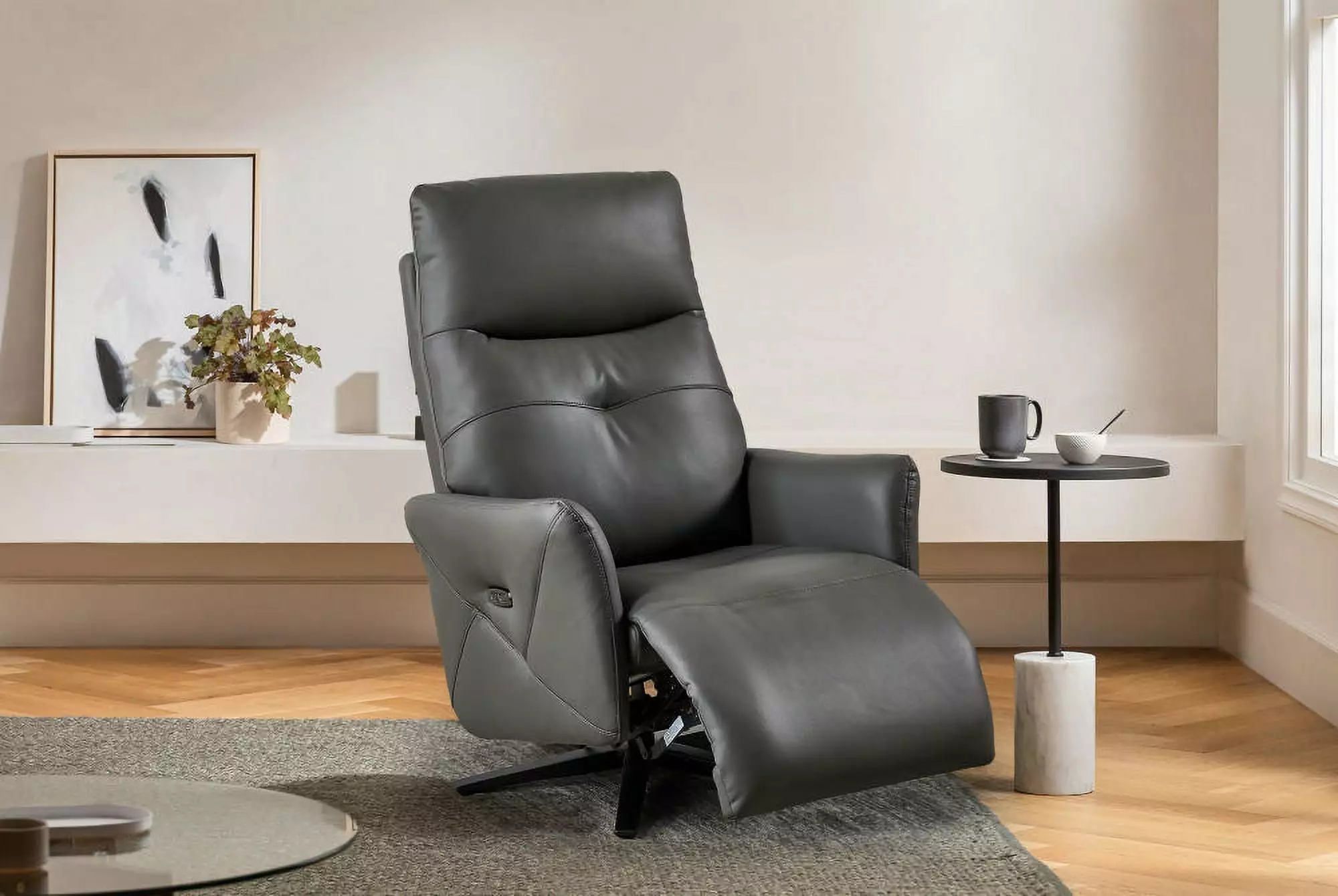 Recliner Chair Dual Motor Adjustable Headrest and 360° Swivel USB Charge Port JUSTSHIK