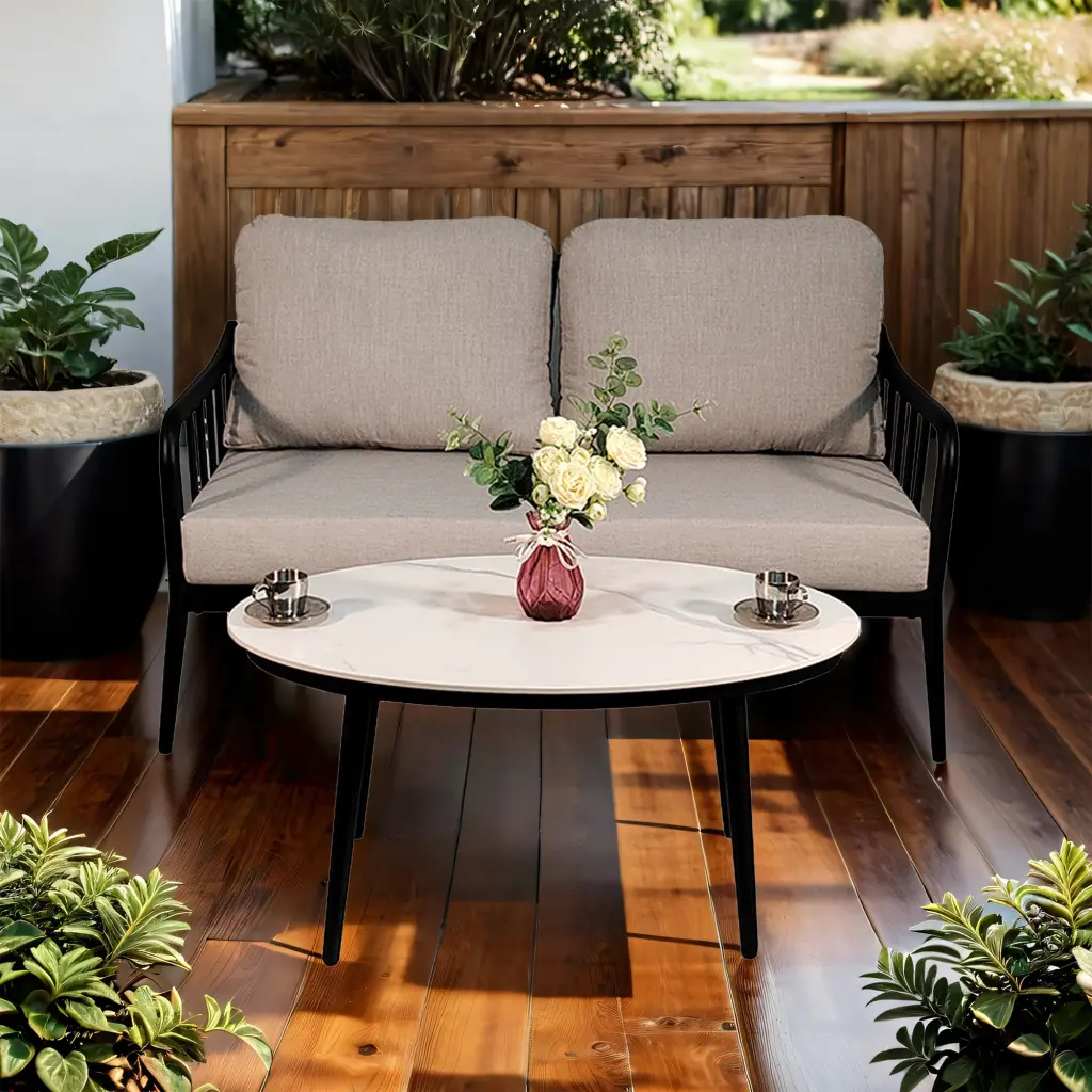 2Pc Outdoor Aluminum Patio Furniture Modern Loveseat Sofa Conversation Set rnb