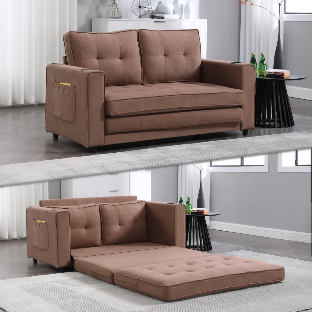 3 1 Upholstered Futon Sofa Convertible Floor Sofa Bed Foldable Tufted Guest Bed w2325