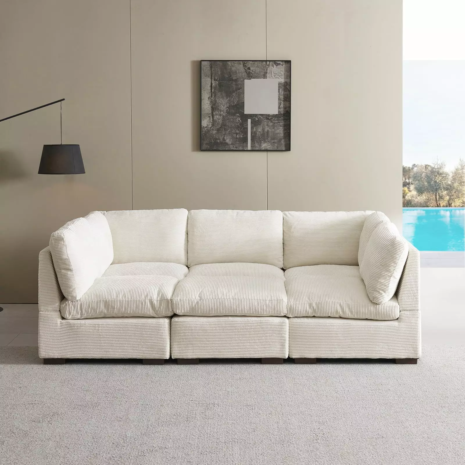 Miekor Furniture Convertible Modern Luxury Sectional Sofa Couch Living Room Quality Corduroy Upholstery Modular Sofa Solid...