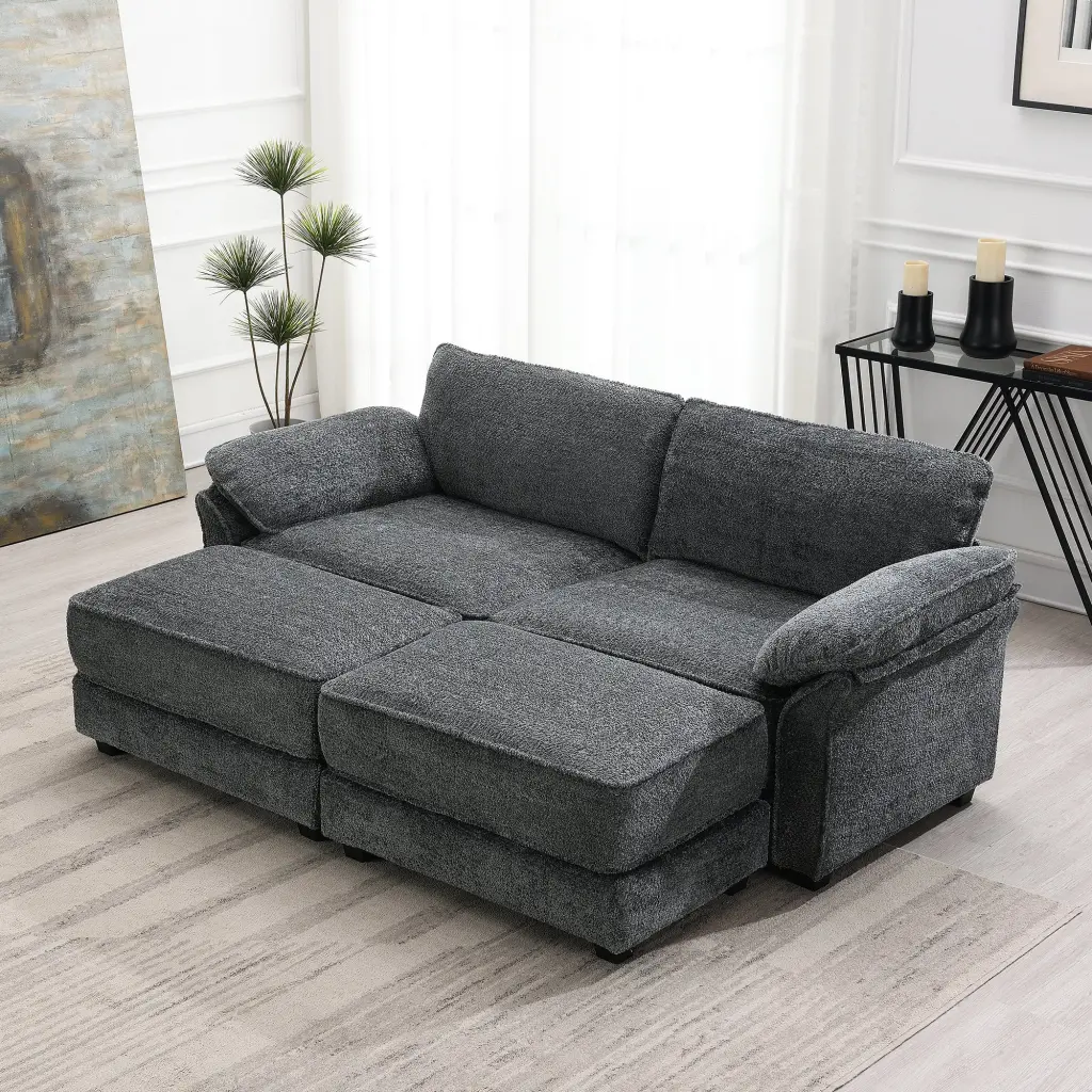 Free Combination Modular Convertible Sectional Sofa Bed Set 4 Seat Up Living Room rnb
