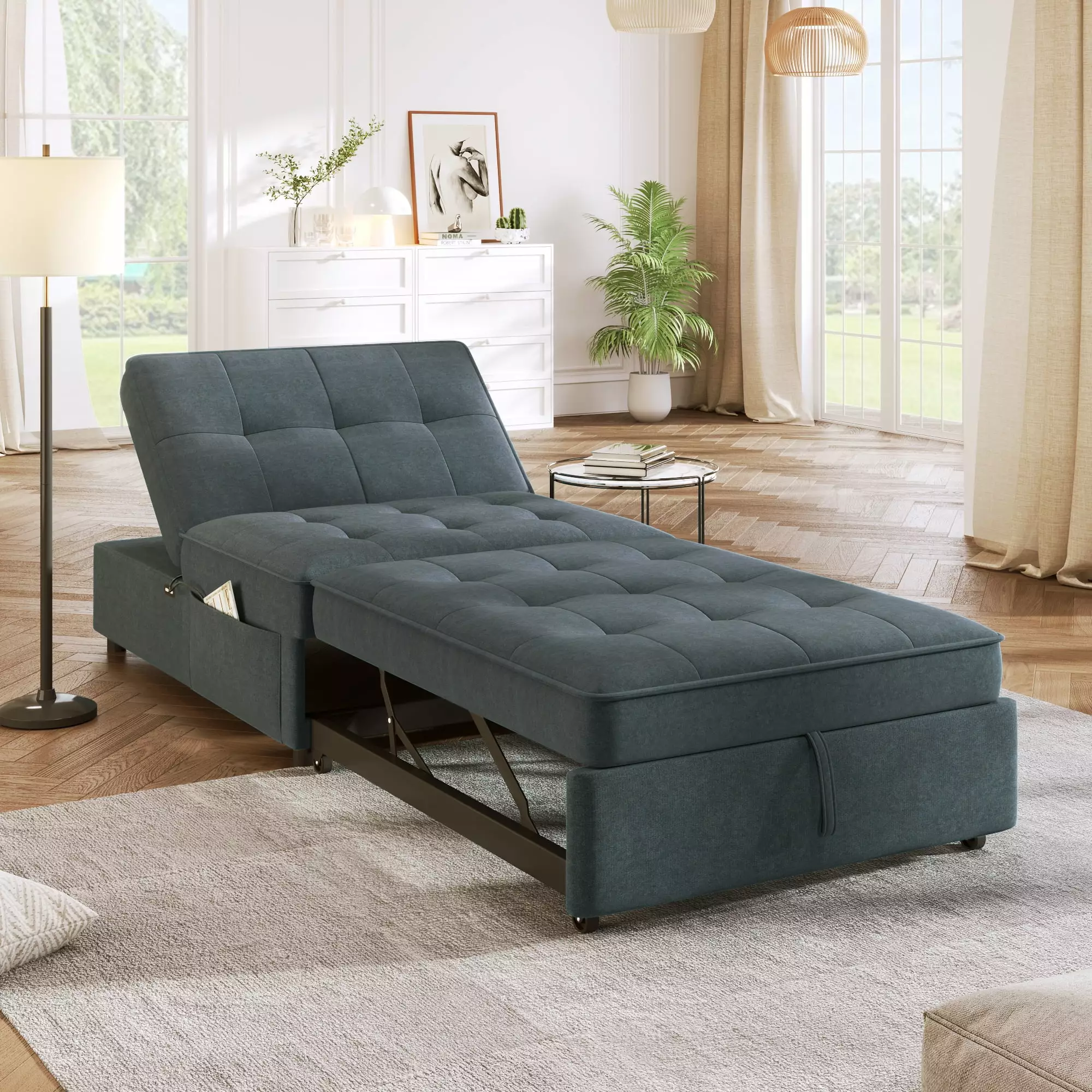 CoSoTower 4--1 Sofa Bed Chair Bed Multi-Function Folding Ottoman Bed Storage Pocket and USB Port Small Room Apartment Livi...