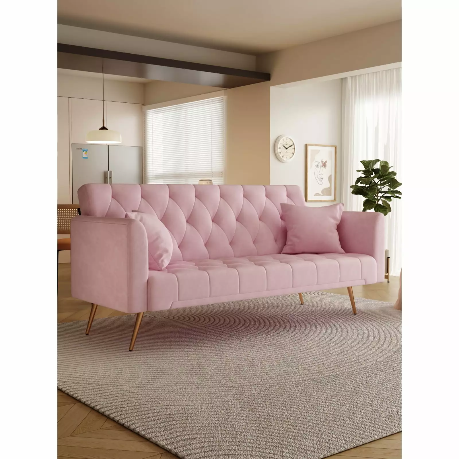 Miekor Furniture 71 Convertible Double Folding Living Room Sofa Bed W5U948