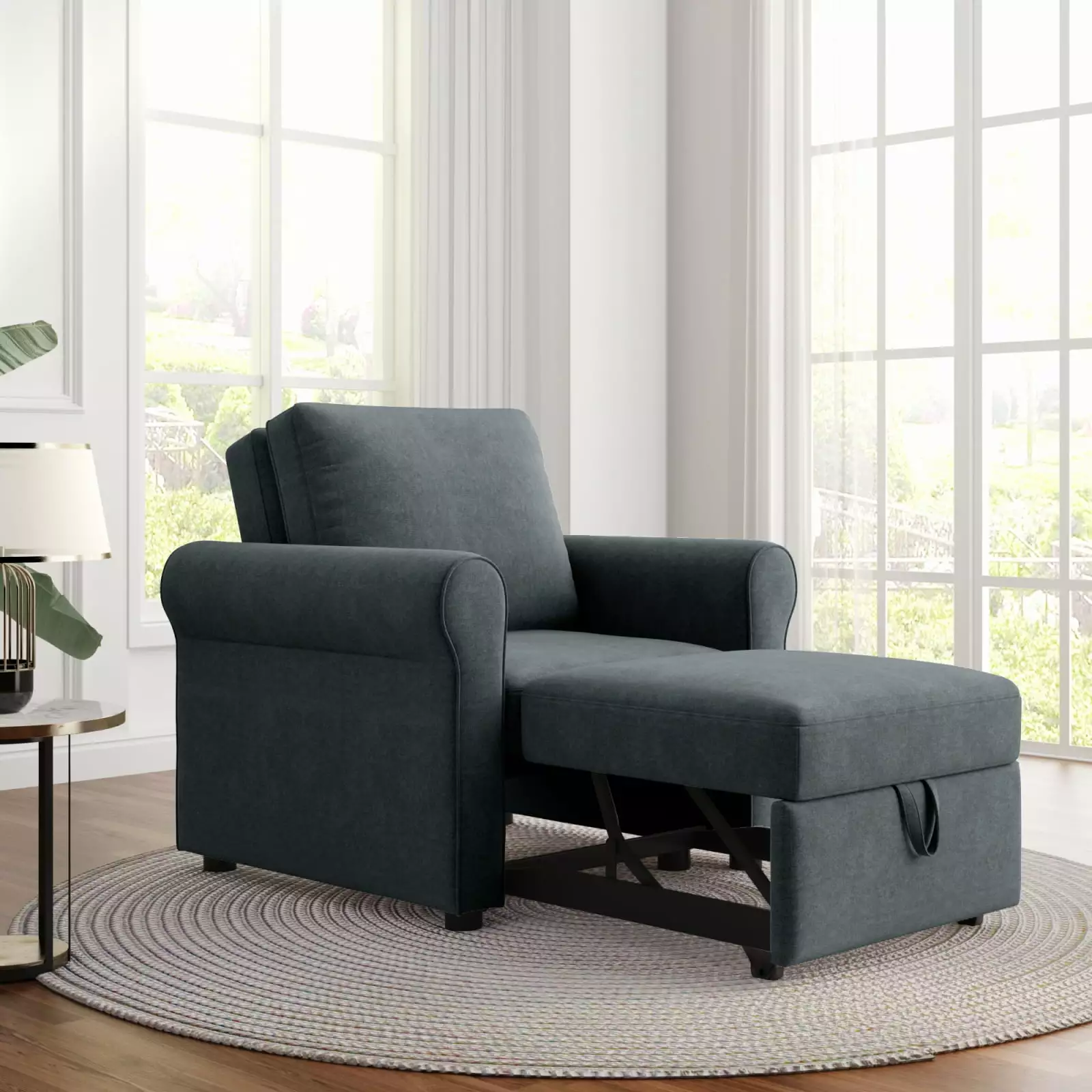 Deep Blue 3--1 Sofa Bed Chair Adults Modern Multi-Function Furniture Easy Conversion Wodine