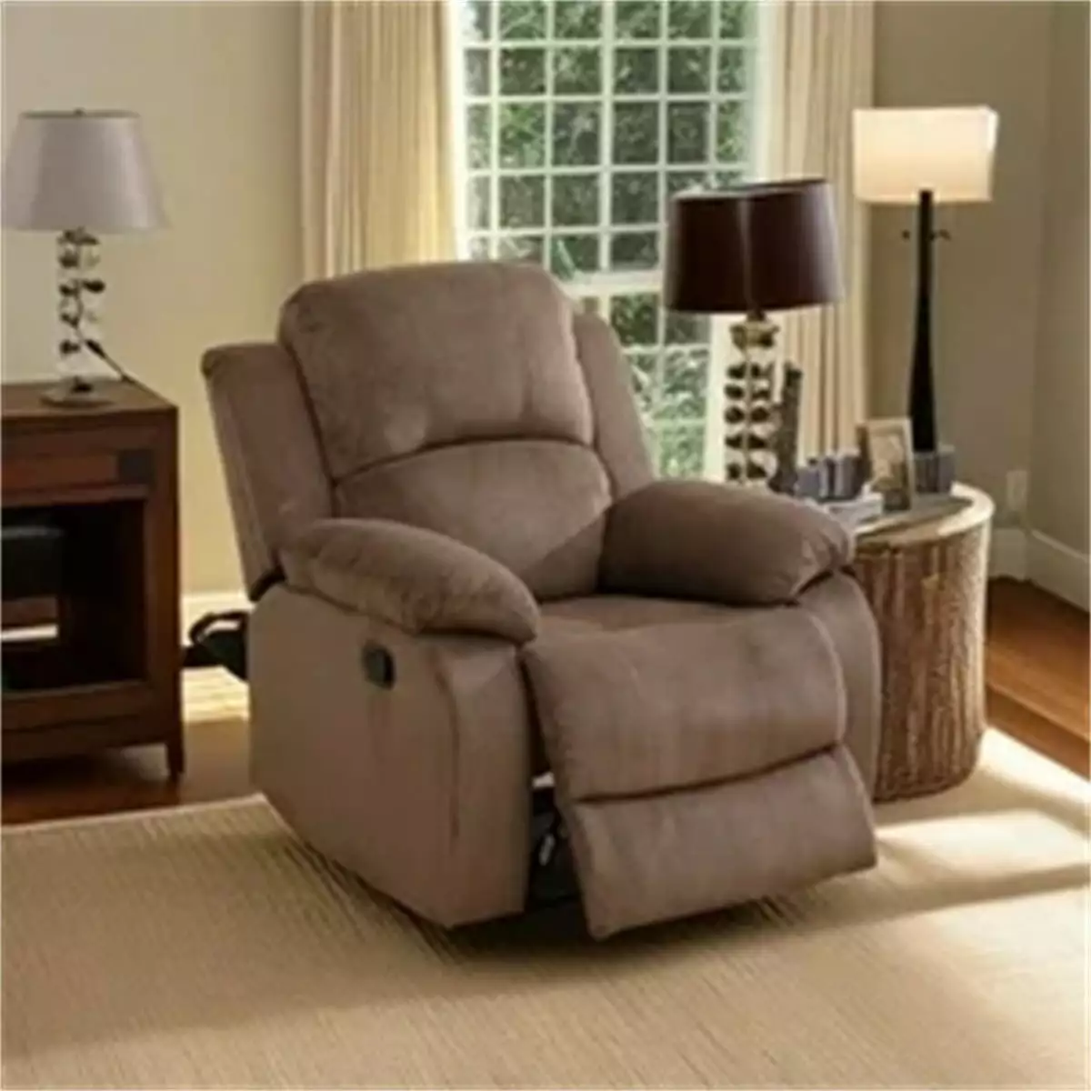 Hommoo Corduroy Recliner Chair Overstuffed Arm and Back Theater Lounge Seat Brown
