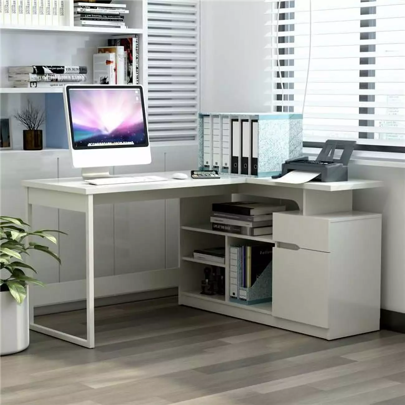 Anderson Teak CDL-055 Lexi 55 Inch Corner Computer L Shaped Desk - Premium Teak Wood