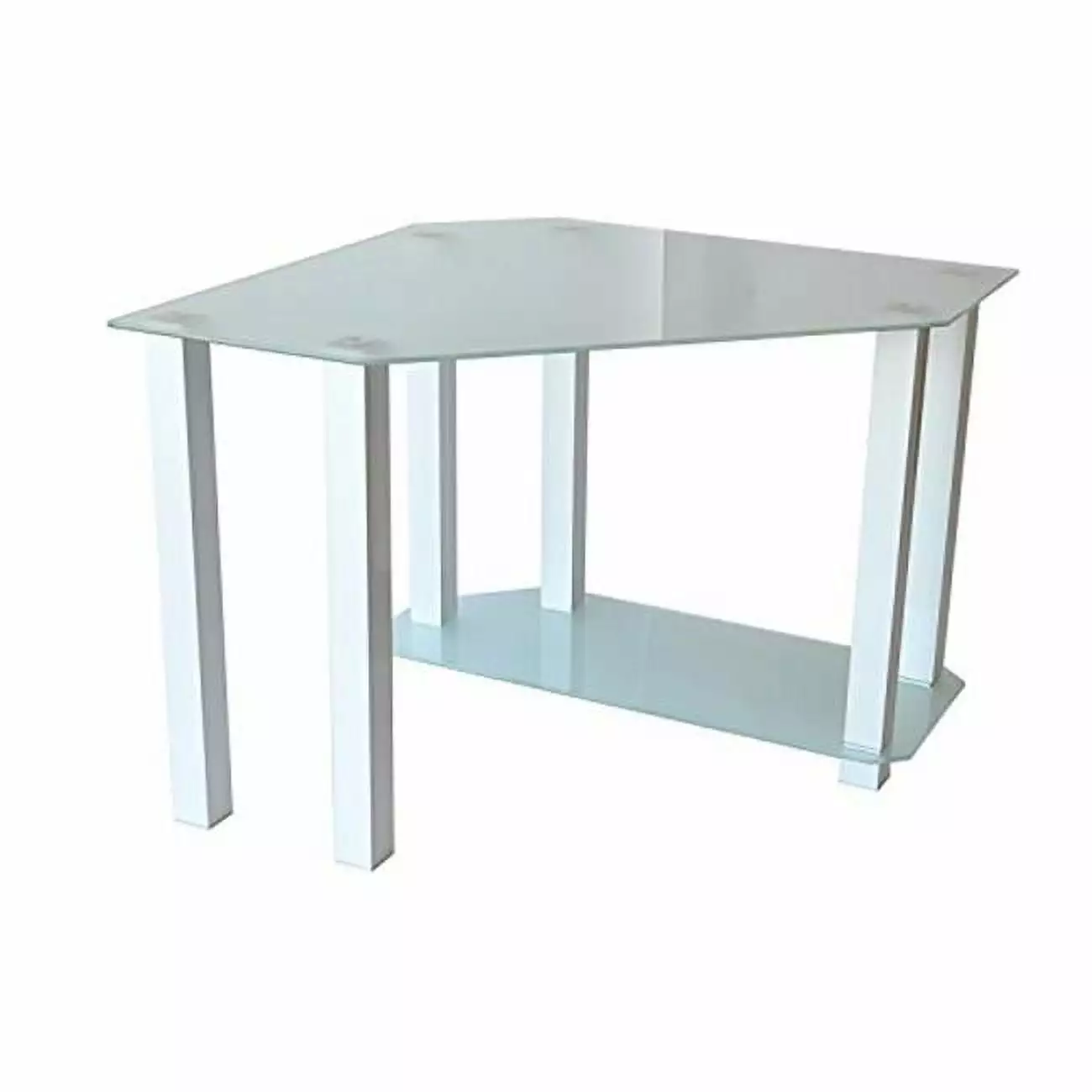 Frosted Tempered Glass Gloss White Corner Computer Desk - Modern Home Office Desk Doba BNT