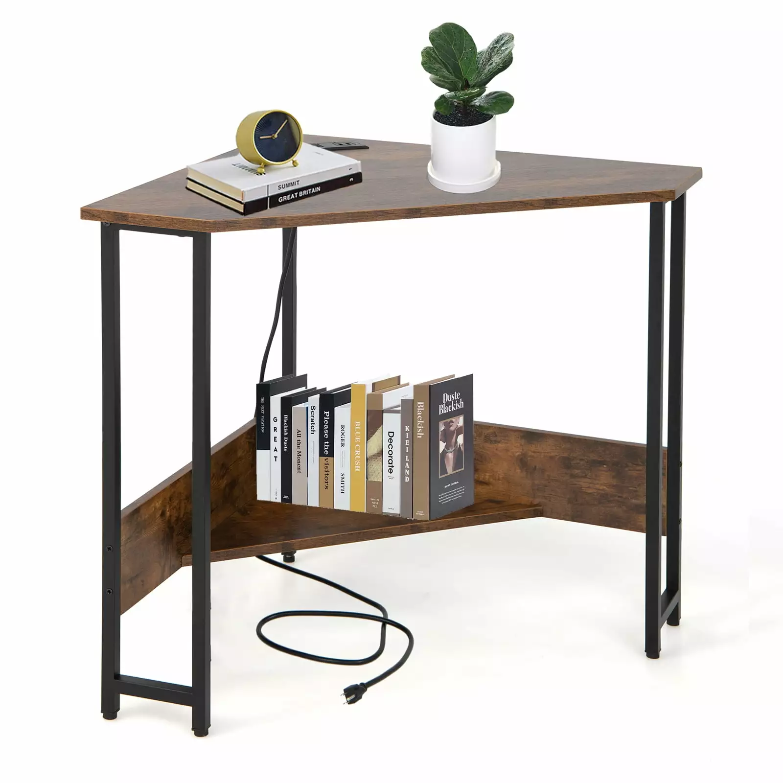 Fonirra Corner Desk Power Outlet USB Ports Triangle Computer Desk