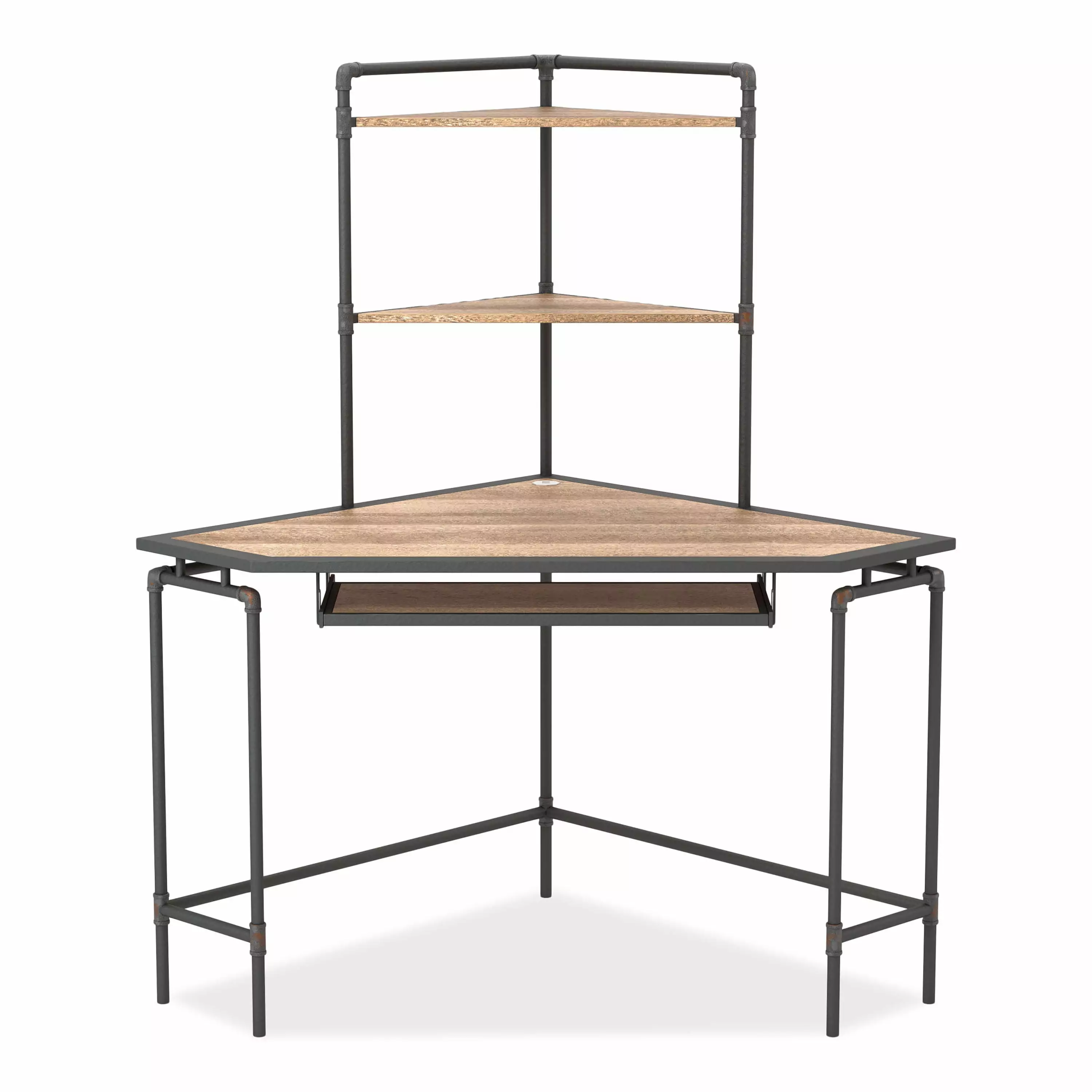 Furniture America Stod Corner Desk USB Plug - Black and Copper Modern Office Desk