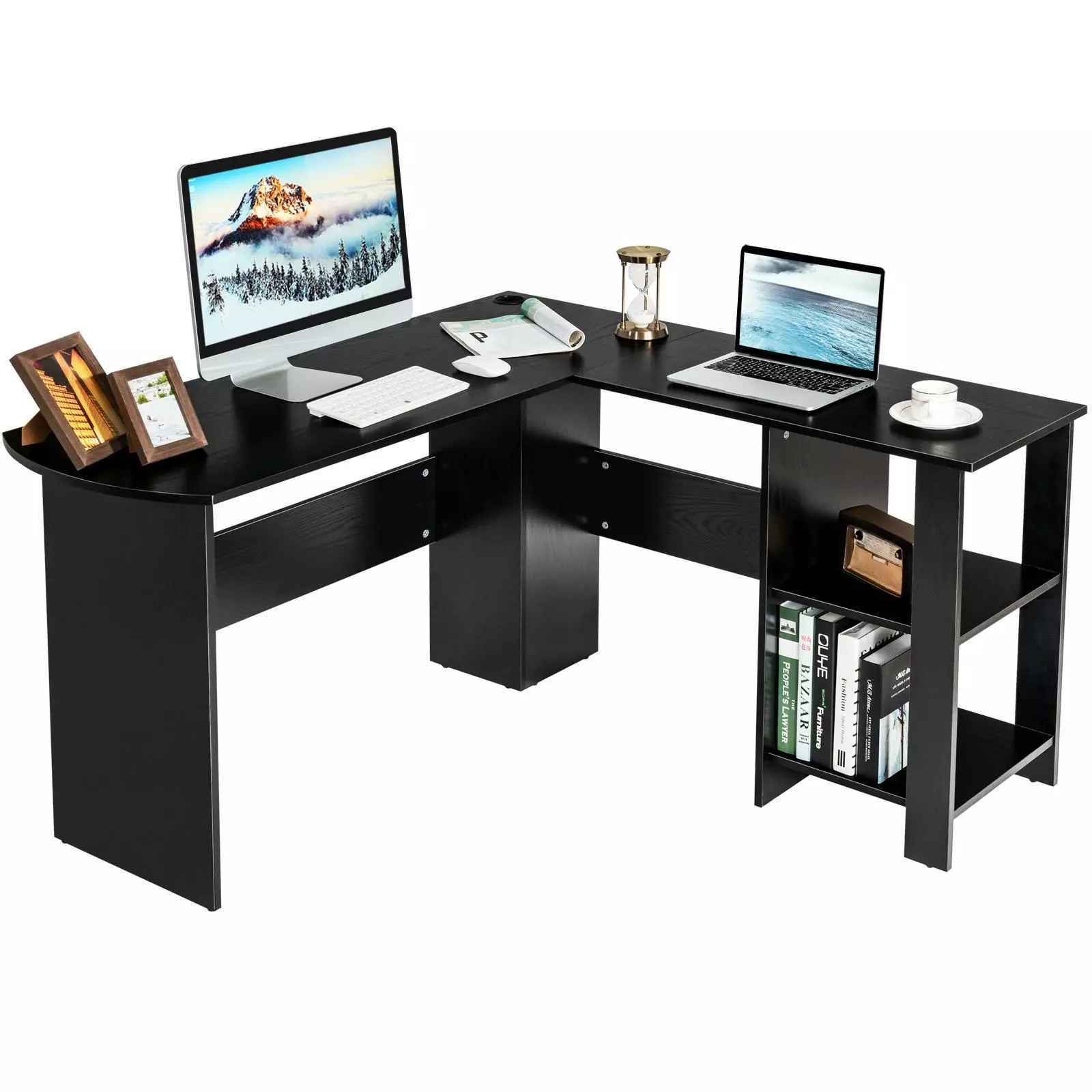 Giantex L-Shaped Computer Desk Modern Corner Desk Space Saving Home Office Gaming Workstation