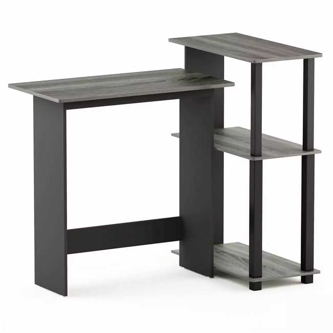 Abbott Corner Computer Desk Bookshelf French Oak Grey & Black Space Saving Workstation Lauren Ralph Lauren