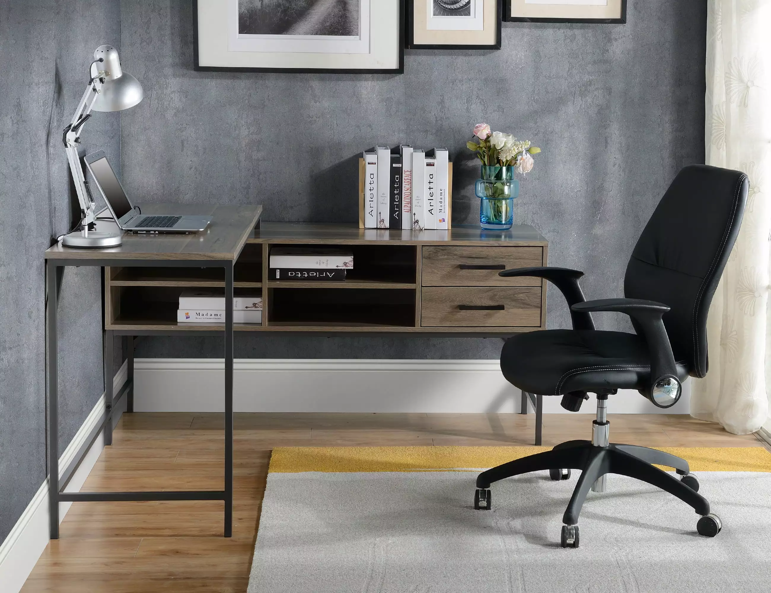 Burbank L-Shape Corner Desk Home Office Legacy Home Collection