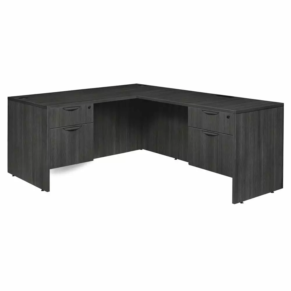 Legacy Classic 77 L-Shape Melamine Portable Corner Desk Ash Grey - Durable Home Office Workstation