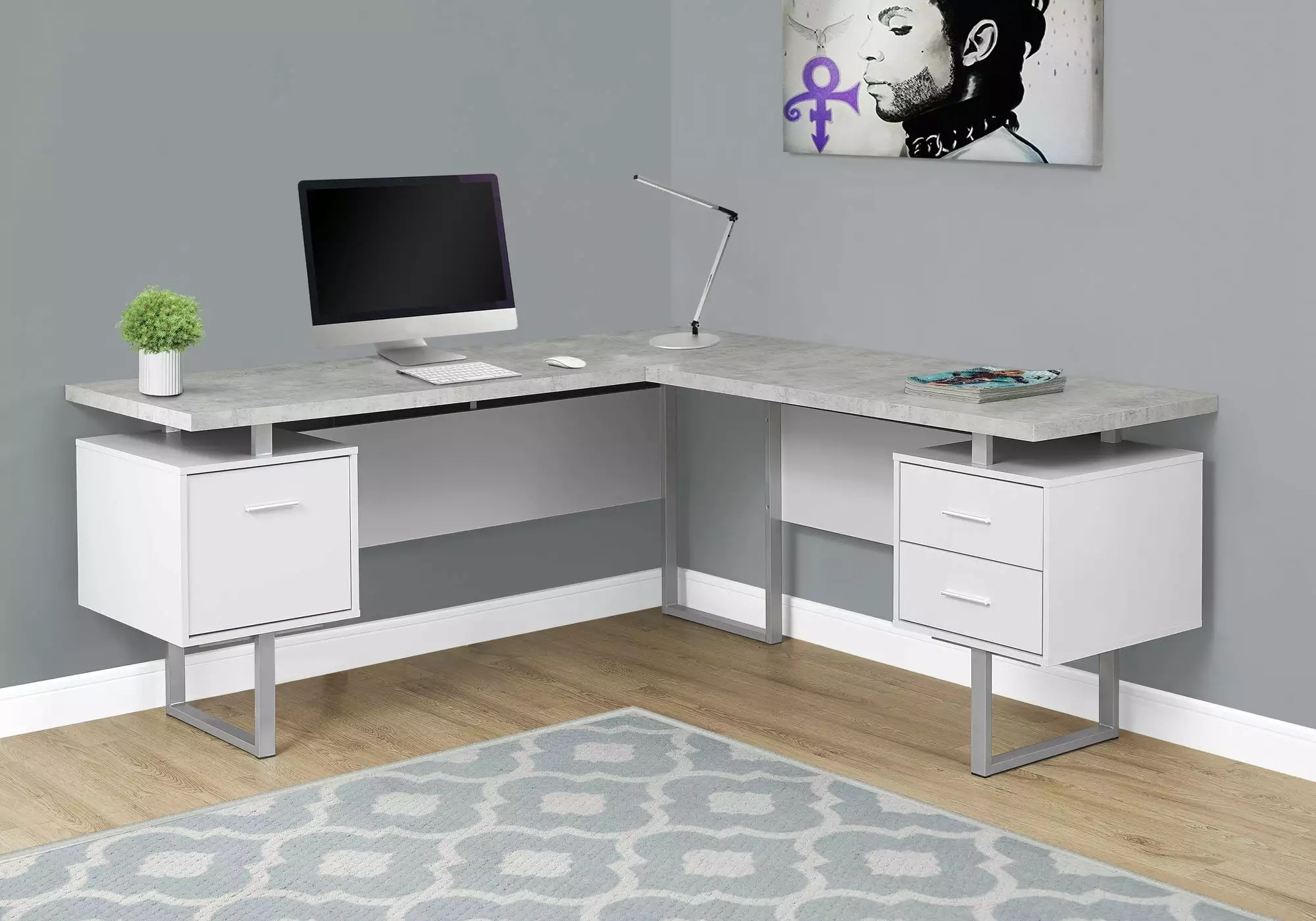Monarch Specialties Computer Desk Grey Laminate Home Office Corner