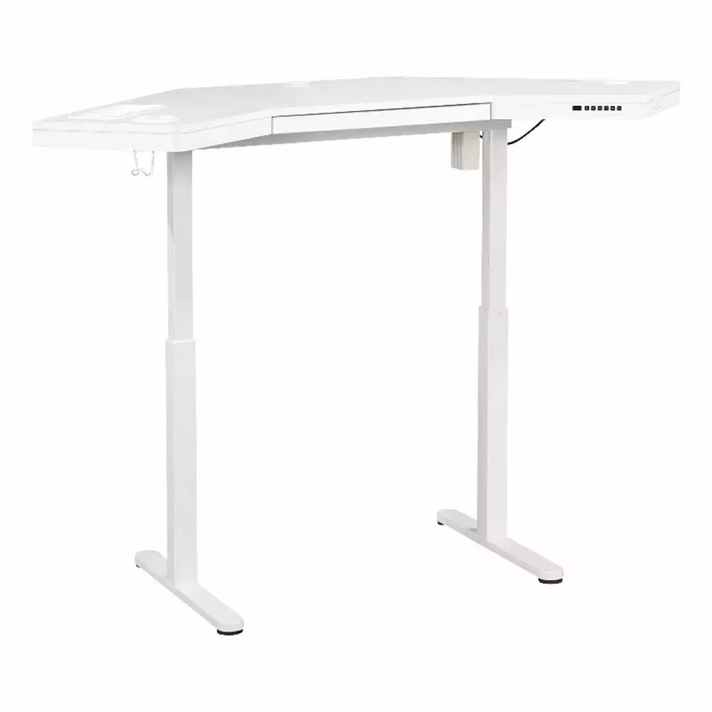 Stealth Sit to Stand Height Adjustable Corner Desk White Engineered Wood OSP Home Furnishings