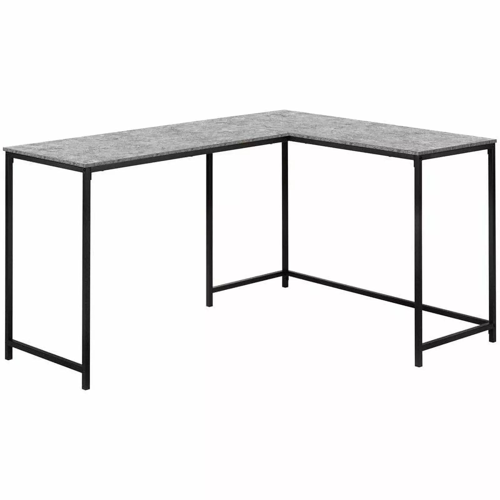 Pemberly Row L Shaped Corner Desk Faux Stone Top Gray Black Computer Desk