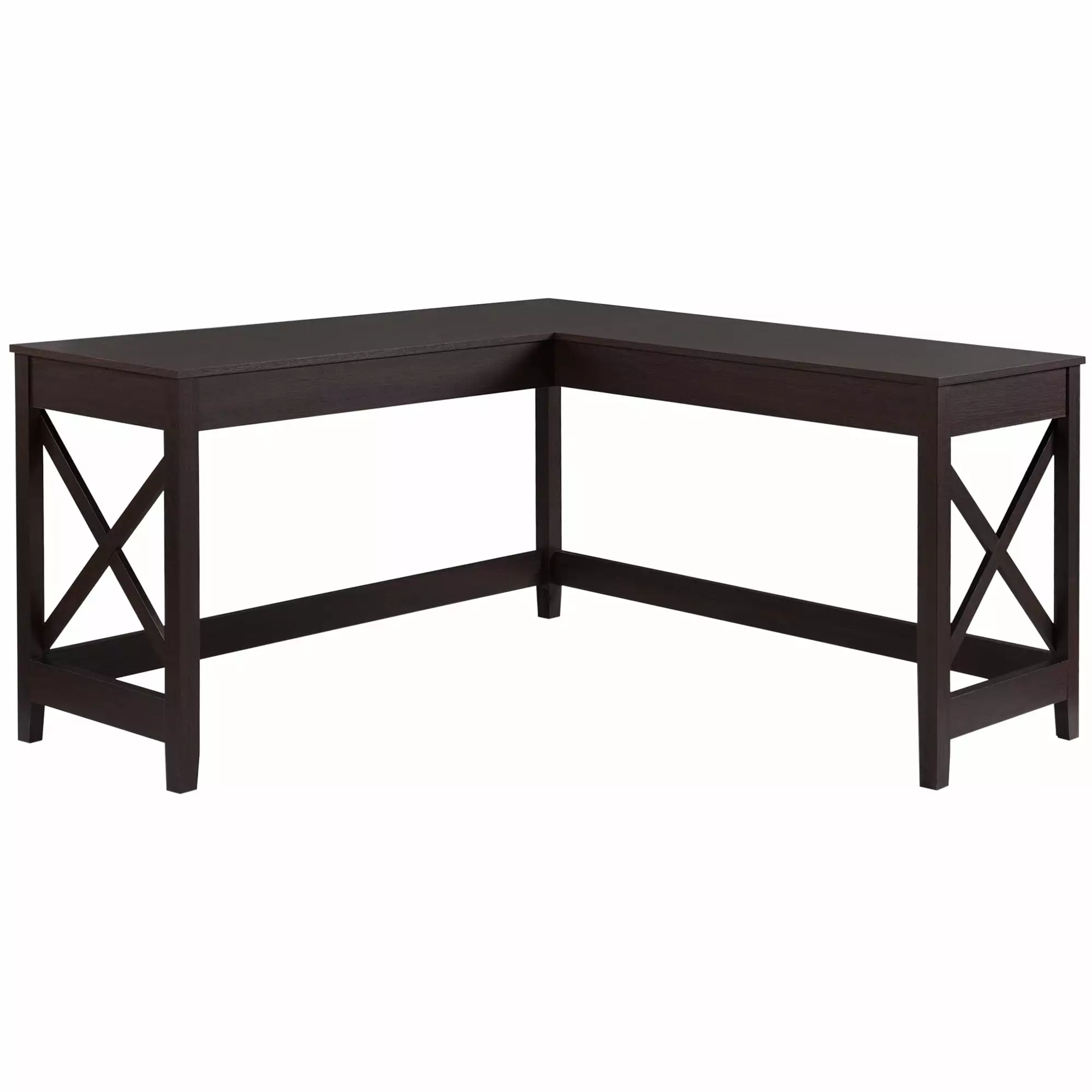 57 L-Shaped Corner Desk Brown Computer Office and Writing SMHZ