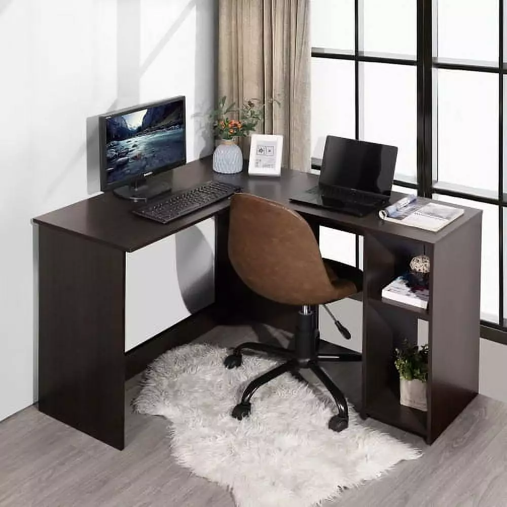 39.4 W x 47.2 D Corner Computer Desk L-Shaped Home Office Workstation Storage Shelves Super Dope