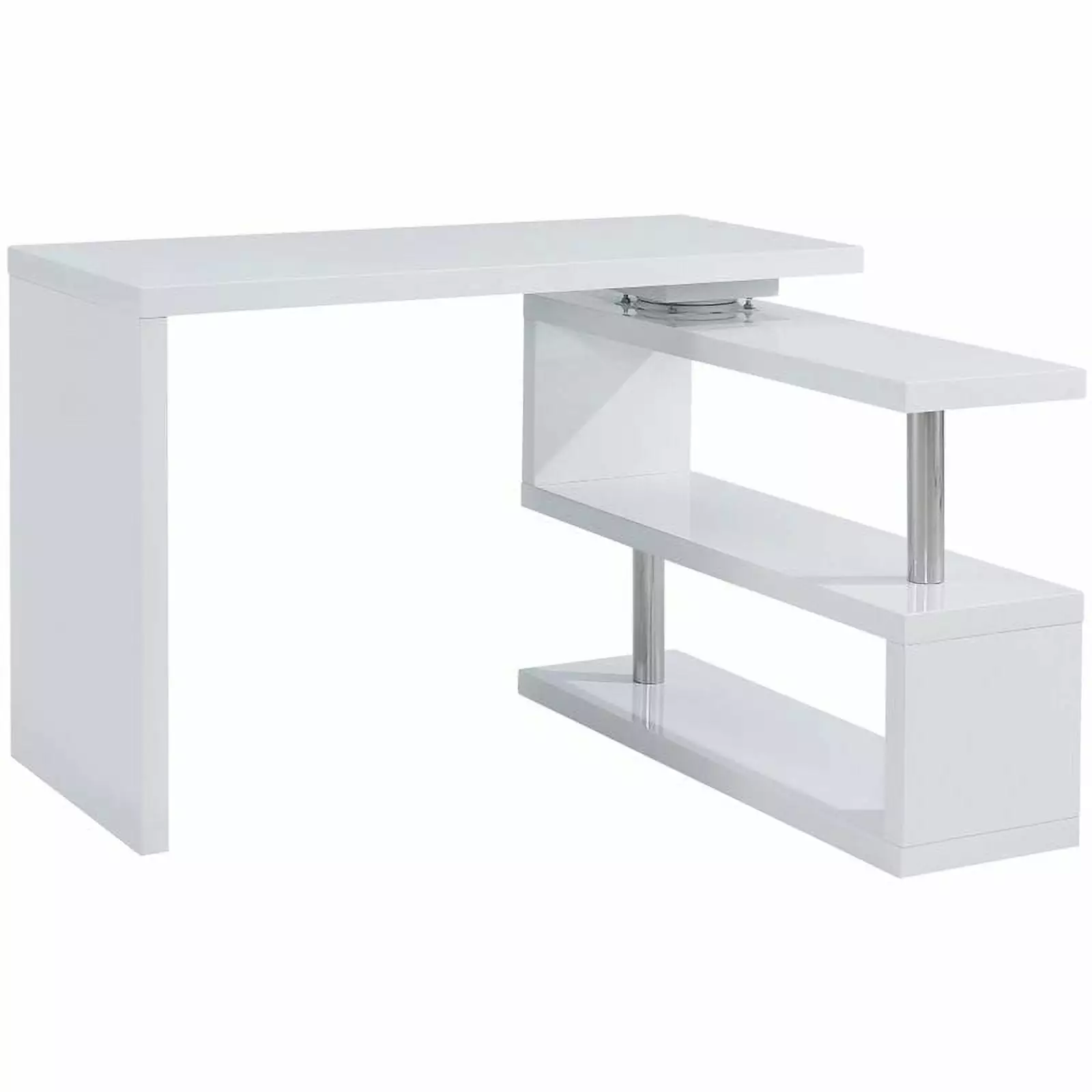 UrbanPro Engineered Wood Adjustable Corner Writing Desk White and Chrome Home Office Desk