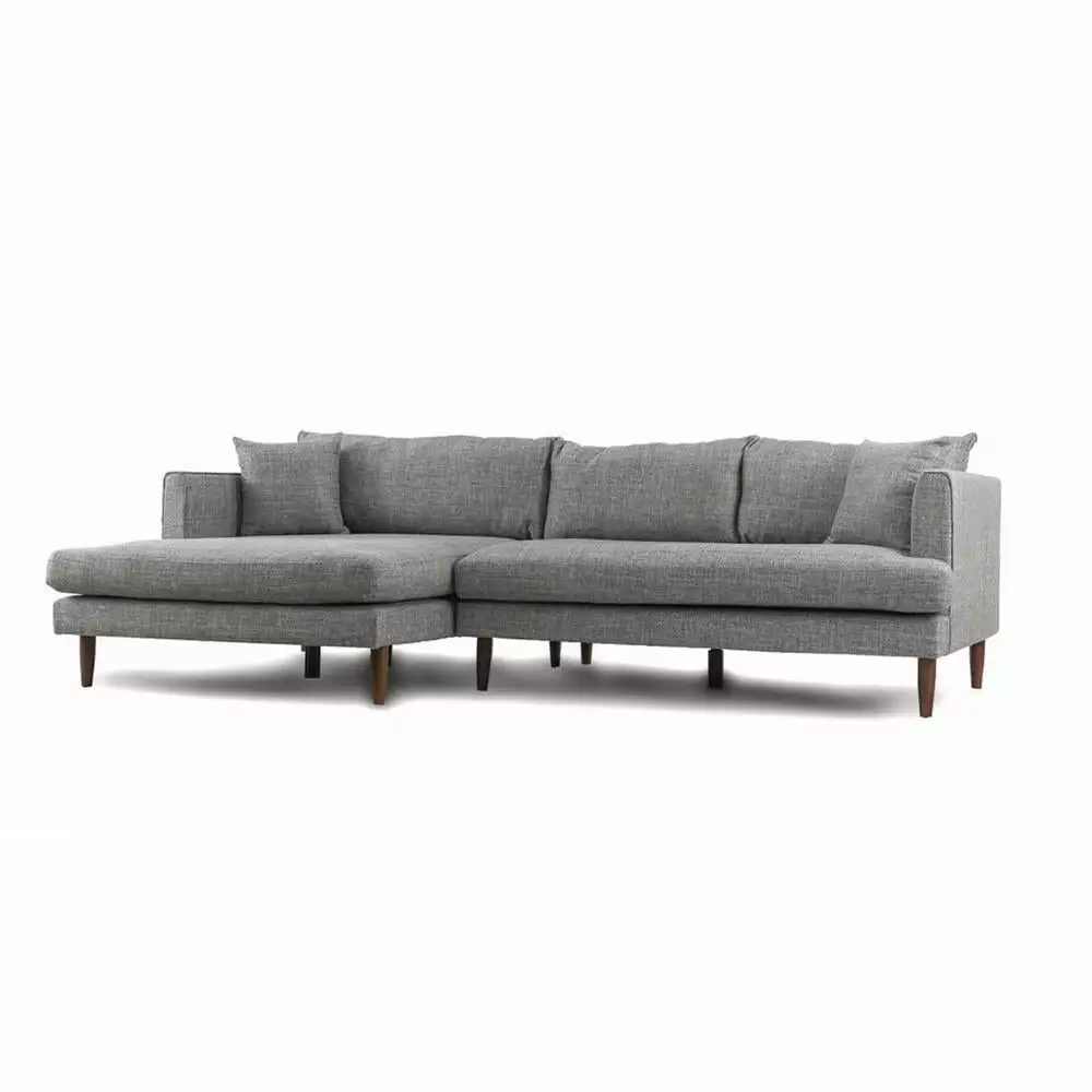 Denise Grey Linen Modern Living Room Corner Sectional Sofa Ashcroft