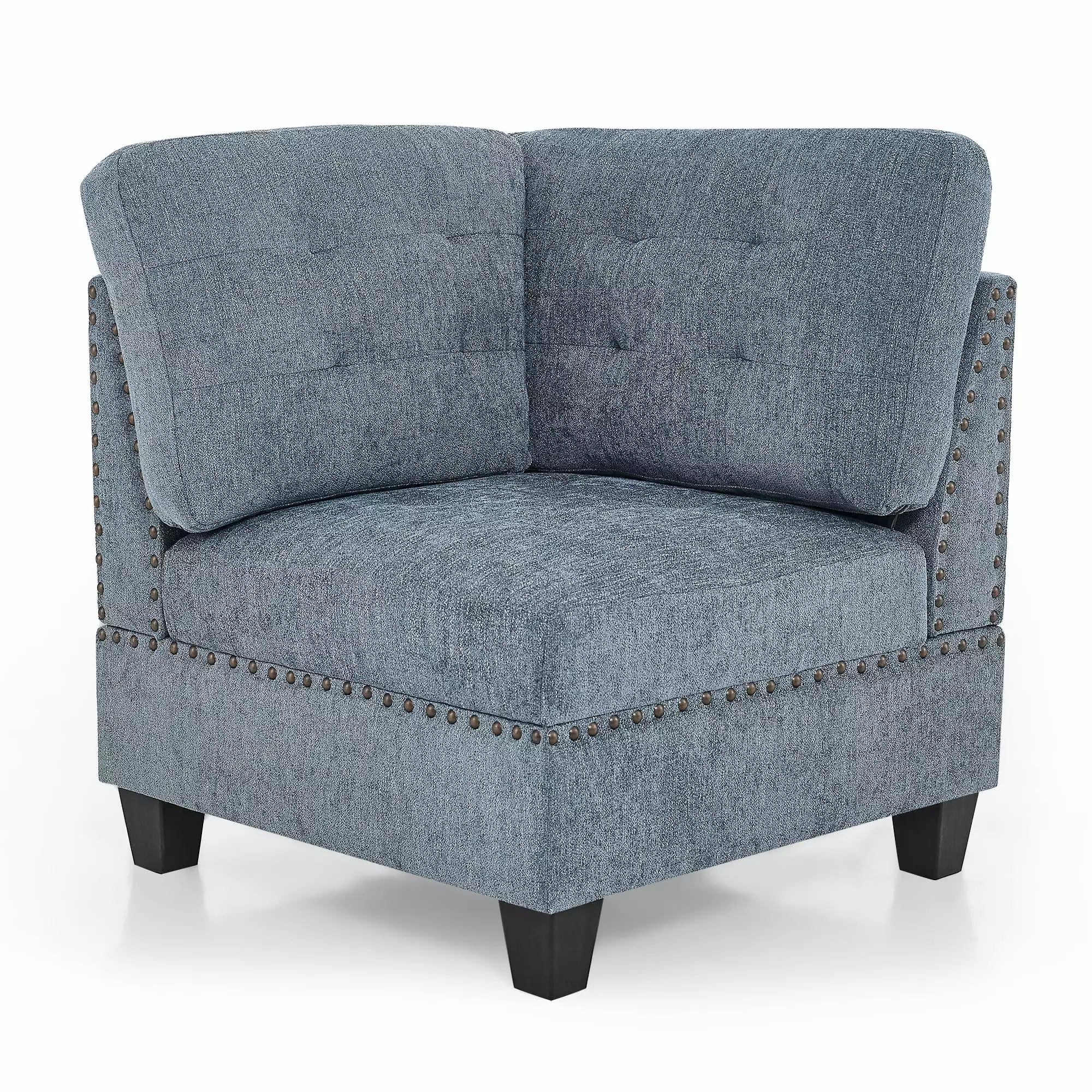 Corner Sofa Modular Sectional Navy Chenille - 31.5x31.5x36.5 Inches - Modern Design Leadbon