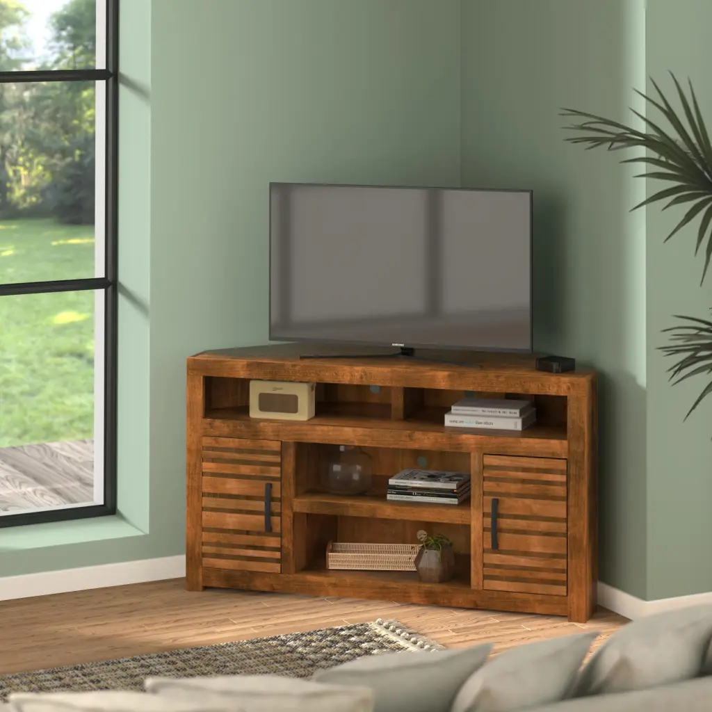 Sausalito 52 Inch Corner TV Stand Console TVs Up to 55 Inches bridgevine home