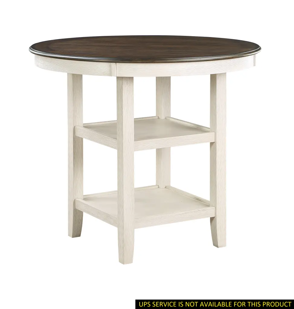 Brown And Antique White Finish 1 Piece Counter Height Table 2 Display Shelves kanepe