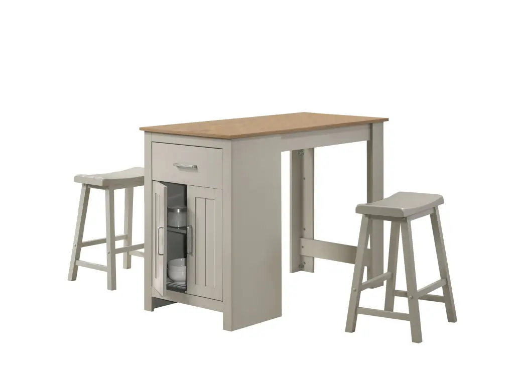 Alonzo 47 Light Gray Small Space Counter Height Dining Table Cabinet lilola home