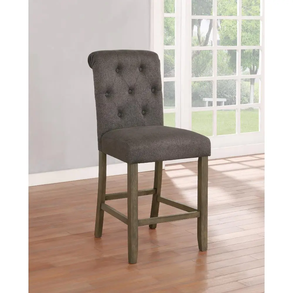 Grey And Rustic Brown Upholstered Counter Height Stools Set 2 Solid furniture max