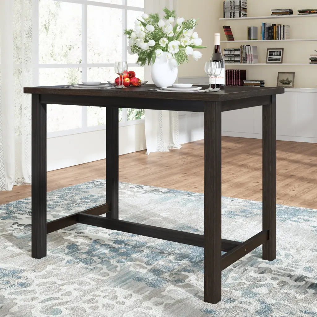 Rustic Wooden Counter Height Dining Table Small Places Espresso topmax