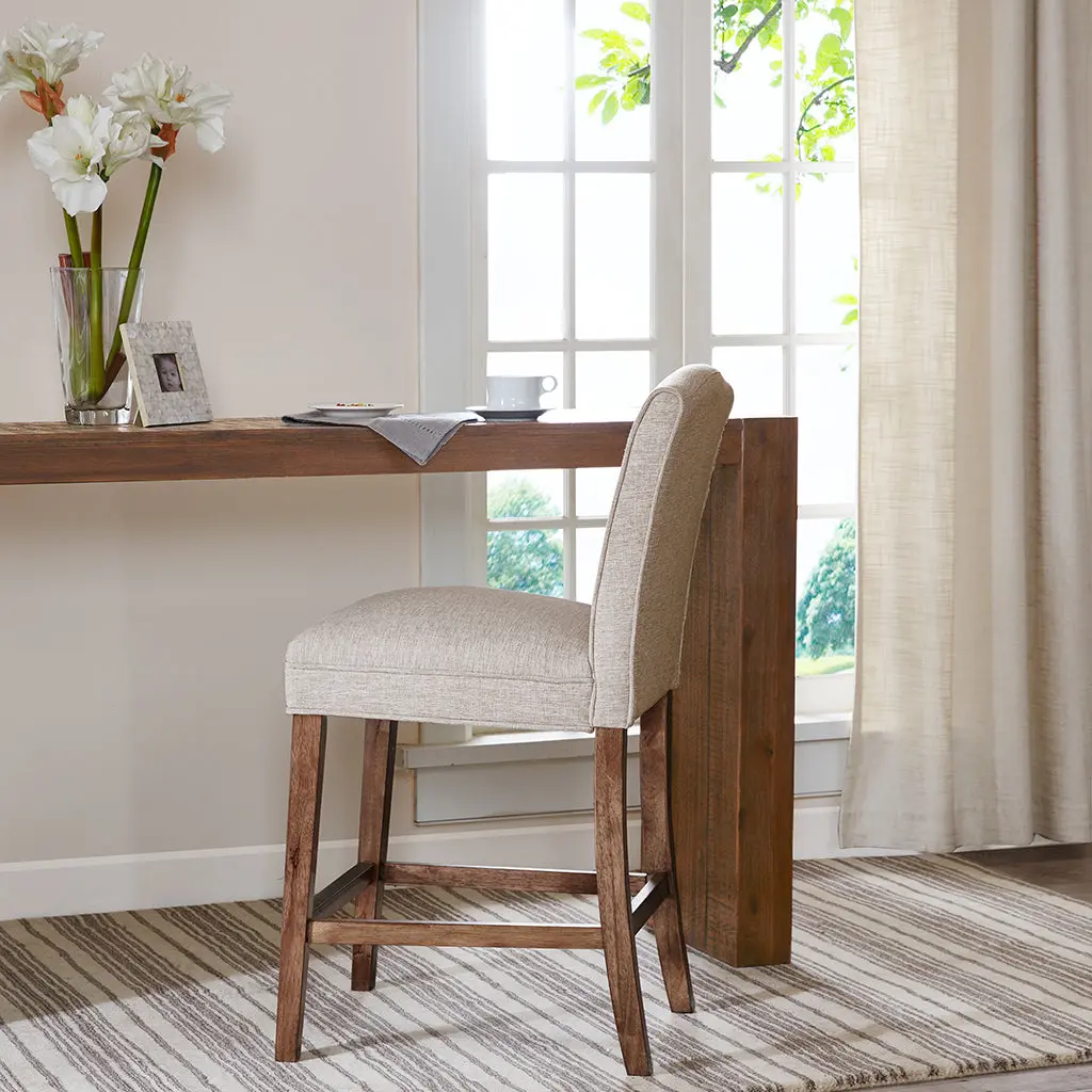 Camel Counter Stool Cream Polyester Kitchen Bar Stool Comfortable Seating jla