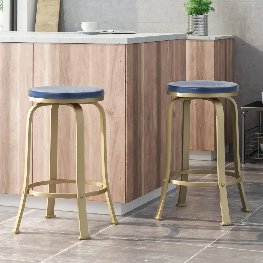 Counter Stool 2Pcs Set Blue Metal nh-comfortcove