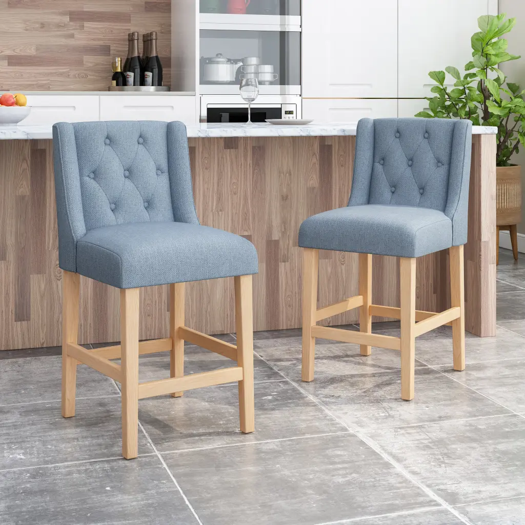 Vienna Contemporary Fabric Tufted Wingsupport 27 Inch Counter Stools Set nh-onfind